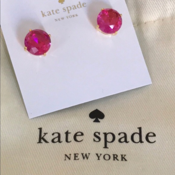 Kate Spade Gold Plated Fuchsia Pink Small Earring - Picture 2 of 4